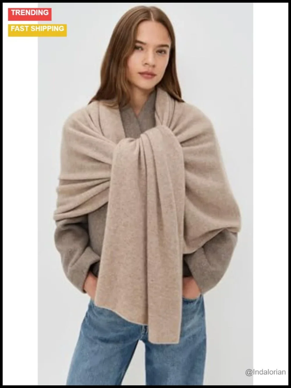 Luxury Cashmere Travel Wrap Scarf Lightweight 81.5in
